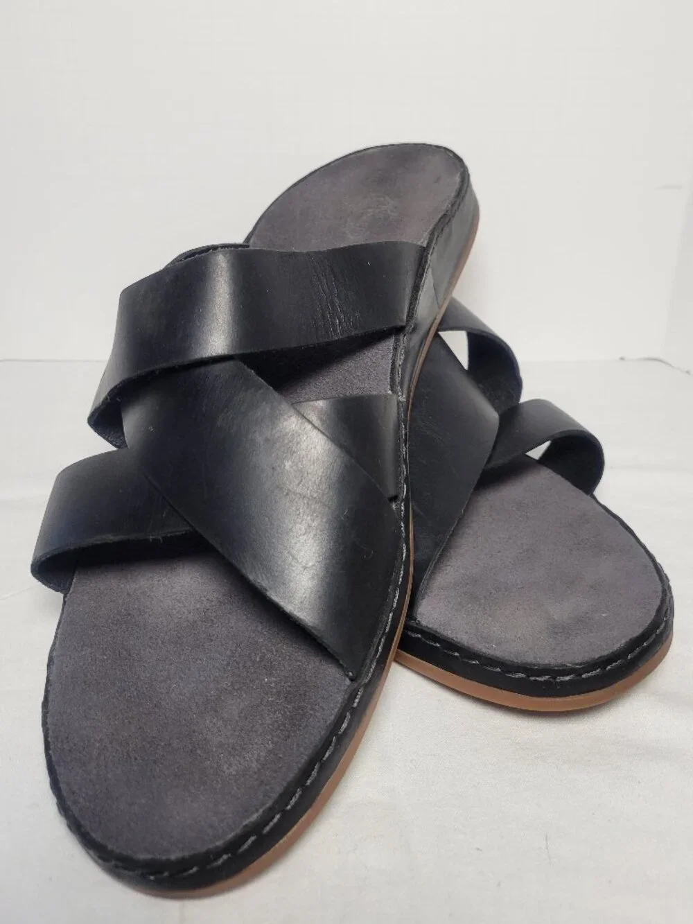 Chaco Wayfarer Black Leather Slide Sandals Women's 11 EU 42
